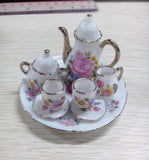 Maxbell 1:6 Dollhouse Mini 8pcs Porcelain Tea Set For Barbie+1/12 Silver Metal Wine Set