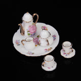 Maxbell 8Pcs Dollhouse Miniature Dining Ware Tea Set Dish Cup Plate Pink Rose