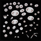 Maxbell 50pcs Dollhouse Miniature Dining Ware Porcelain Tea Set Dish Cup Plate -Pink Daisy