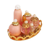 Maxbell 1/12 Dollhouse Miniature Pink Perfume Bottles with Golden Tray