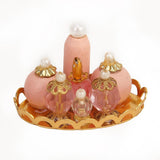 Maxbell 1/12 Dollhouse Miniature Pink Perfume Bottles with Golden Tray