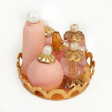 Maxbell 1/12 Dollhouse Miniature Pink Perfume Bottles with Golden Tray