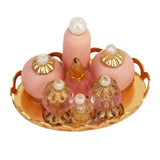 Maxbell 1/12 Dollhouse Miniature Pink Perfume Bottles with Golden Tray