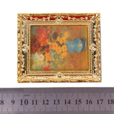 Maxbell 1:12 Golden Plastic Frame with print of Flower Oil Painting Miniature Dollhouse Furniture