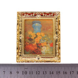 Maxbell 1:12 Golden Plastic Frame with print of Flower Oil Painting Miniature Dollhouse Furniture