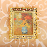 Maxbell 1:12 Golden Plastic Frame with print of Flower Oil Painting Miniature Dollhouse Furniture