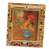 Maxbell 1:12 Golden Plastic Frame with print of Flower Oil Painting Miniature Dollhouse Furniture