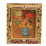Maxbell 1:12 Golden Plastic Frame with print of Flower Oil Painting Miniature Dollhouse Furniture