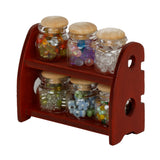 Maxbell 1/12 Miniature Glass Spice Pot Bottle Jars Rack Dollhouse Kitchen Accessory