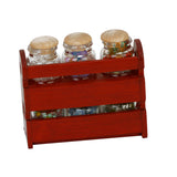 Maxbell 1/12 Miniature Glass Spice Pot Bottle Jars Rack Dollhouse Kitchen Accessory