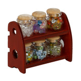 Maxbell 1/12 Miniature Glass Spice Pot Bottle Jars Rack Dollhouse Kitchen Accessory