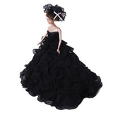 Maxbell Beautiful Black Wedding Dress with Layers of Ruffles Details for Doll