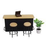 Maxbell 1:12 Dolls House Miniature Bar Counter Table Stools & 6pcs Wine Whisky Drinking