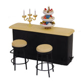 Maxbell 1:12 Dolls House Miniature Bar Counter Table Stools & 6pcs Wine Whisky Drinking
