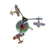 Maxbell 2x Vintage Wind Up Flying Airplane & Spacecraft Space Ship Carousel Tin Toys