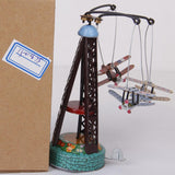 Maxbell 2pcs Wind-up   Carousel Airplanes Tractor Clockwork Collectible Tin toy
