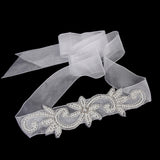 Maxbell Dress Gown SASH Pearl Beaded Waist Belt White Wrist Corsage Flower Wedding Prom