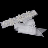 Maxbell Dress Gown SASH Pearl Beaded Waist Belt White Wrist Corsage Flower Wedding Prom