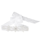 Maxbell Dress Gown SASH Pearl Beaded Waist Belt White Wrist Corsage Flower Wedding Prom