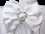 Maxbell 2x Ivory Bow Pearl Satin Basket Wedding Flower Girl Baskets Party Supplies