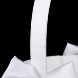 Maxbell 2x Ivory Bow Pearl Satin Basket Wedding Flower Girl Baskets Party Supplies