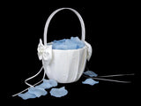 Maxbell 2Pc Ivory/White Satin Flower Girl Basket Crystal Rhinestone for Wedding Ceremony
