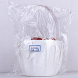 Maxbell 2Pc Ivory/White Satin Flower Girl Basket Crystal Rhinestone for Wedding Ceremony