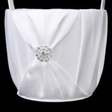 Maxbell Double Heart Crystal White Ring Bearer Pillow 4" & Wedding Flower Girl Basket