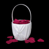 Maxbell Double Heart Crystal White Ring Bearer Pillow 4" & Wedding Flower Girl Basket