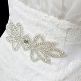 Maxbell Bridal Party Dress Gown SASH Waist Belt White Wrist Corsage Flower Wedding Prom