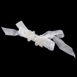 Maxbell Bridal Party Dress Gown SASH Waist Belt White Wrist Corsage Flower Wedding Prom