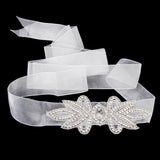 Maxbell Bridal Party Dress Gown SASH Waist Belt White Wrist Corsage Flower Wedding Prom