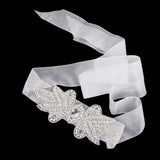 Maxbell Bridal Party Dress Gown SASH Waist Belt White Wrist Corsage Flower Wedding Prom