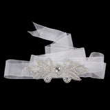 Maxbell Bridal Party Dress Gown SASH Waist Belt White Wrist Corsage Flower Wedding Prom