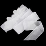 Maxbell Bridal Party Dress Gown SASH Waist Belt White Wrist Corsage Flower Wedding Prom