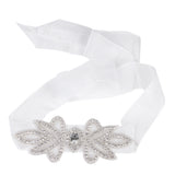 Maxbell Bridal Party Dress Gown SASH Waist Belt White Wrist Corsage Flower Wedding Prom