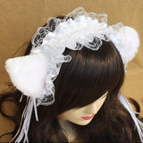 Maxbell 2 Set Fancy Dress Cat Maid Cosplay Set Ears Headband Collar Cuffs Party Costume