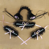 Maxbell 2 Set Fancy Dress Cat Maid Cosplay Set Ears Headband Collar Cuffs Party Costume