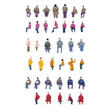 Maxbell 20x50pcs Painted Model Train Seated People Passengers Figures 1:87 HO Scale