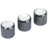 Maxbell 3pcs Volume Tone Control Knob for Electric Guitar - Black with White Top