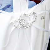 Maxbell 2Pc Ivory/White Satin Flower Girl Basket Crystal Rhinestone for Wedding Ceremony