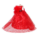 Maxbell Red Sequins Dress Strapless Gown for 12inch Doll Bridal Wedding Party Favor