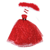 Maxbell Red Sequins Dress Strapless Gown for 12inch Doll Bridal Wedding Party Favor