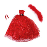 Maxbell Red Sequins Dress Strapless Gown for 12inch Doll Bridal Wedding Party Favor