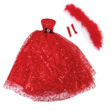 Maxbell Red Sequins Dress Strapless Gown for 12inch Doll Bridal Wedding Party Favor