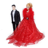 Maxbell Red Sequins Dress Strapless Gown for 12inch Doll Bridal Wedding Party Favor