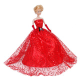 Maxbell Red Sequins Dress Strapless Gown for 12inch Doll Bridal Wedding Party Favor
