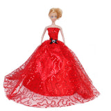 Maxbell Red Sequins Dress Strapless Gown for 12inch Doll Bridal Wedding Party Favor