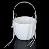 Maxbell 2pcs Elegant White Satin Wedding Ceremony Party Diamante Flower Girl Basket