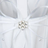Maxbell 2pcs Elegant White Satin Wedding Ceremony Party Diamante Flower Girl Basket